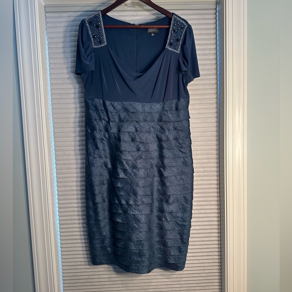 Blue beaded Adrianna Papell cocktail dress